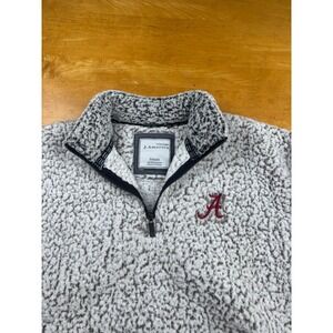 J. America Alabama Crimson Tide Sherpa Fleece Quarter Zip Pullover Grey Small